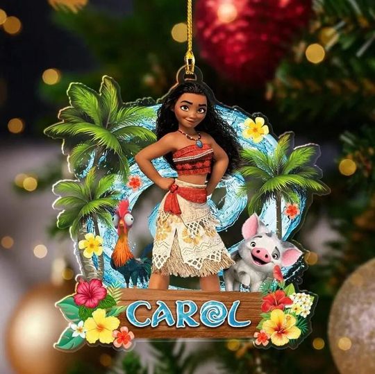 Personalized Moana Christmas Ornament, Disney Princess Moana Ornament, Moana Ornament, Christmas Tree Decor, Kids Ornament