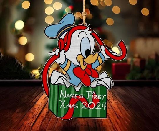 Personalized Donald Duck Christmas Ornament, Donald Duck Ornament, Disney Ornament, Christmas Tree Decor, Wood Christmas Ornament