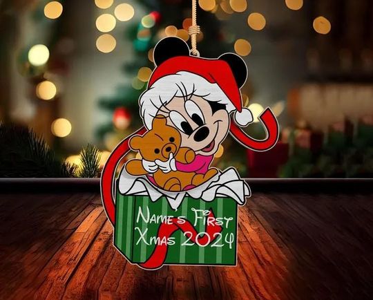 Personalized Minnie Mouse Christmas Ornament, Minnie Mouse Ornament, Minnie Ornament, Disney Ornament, Wood Ornament