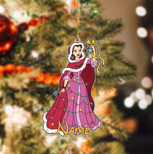 Personalized Belle Christmas Ornament, Princess Christmas Ornament, Princess Belle Ornament, Disney Belle Ornament, Kids Ornament
