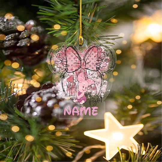 Personalized Piglet Christmas Ornament, Piglet Ornament, Pooh Piglet Ornament, Christmas Tree Decor, Winnie the Pooh Ornament, Kids Ornament