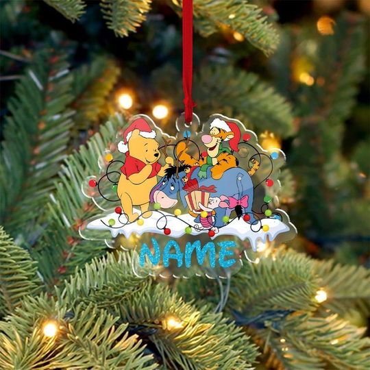 Personalized Winnie Pooh and Friends Christmas Ornament, Pooh Christmas Ornament, Pooh Bear Ornament, Winnie Pooh Keepsake, Kids Ornament
