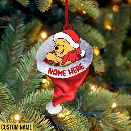 Personalized Winnie the Pooh Christmas Ornament, Pooh Bear Ornament, Winnie Pooh Ornament, Pooh Xmas Ornament, Kids Disney Ornament