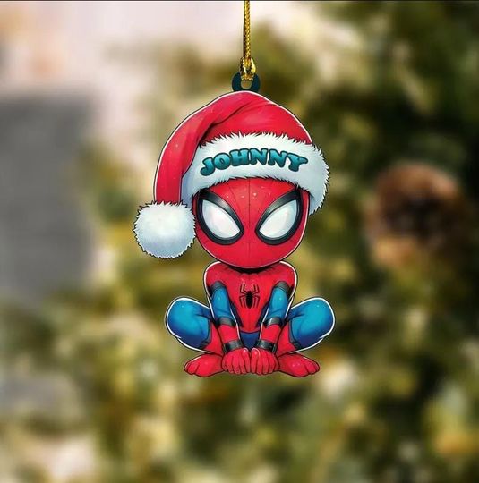 Personalized Spiderman Christmas Ornament, Kid Spidey Ornament, Spiderman Xmas Ornament, Spidey Xmas Ornament, Kids Christmas Ornament