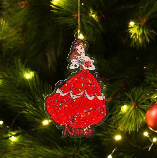 Personalized Princess Belle Ornament, Belle Ornament, Disney Princess Ornament, Beauty and the Beast, Girl Trip Ornament, Kids Ornament