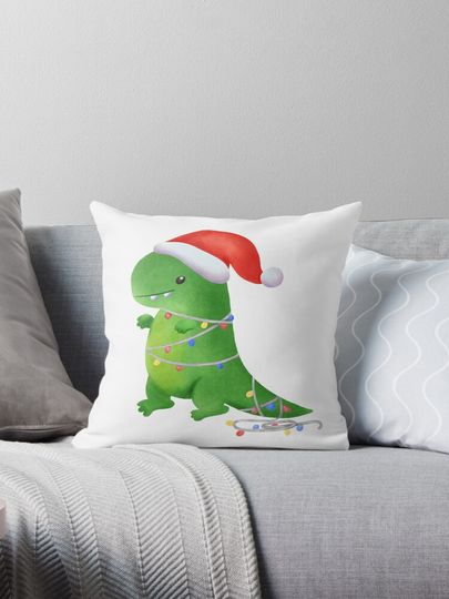 Discover Christmas t-rex Pillow