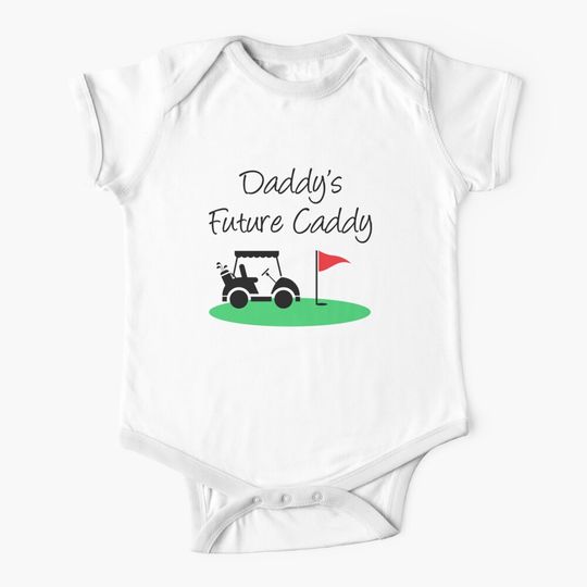 Daddy's Future Caddy Golf Cart And Flag Icons Baby One-Piece