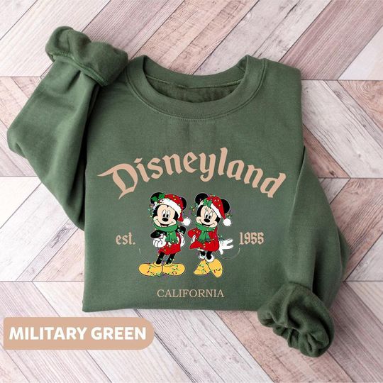 Discover Vintage Disneyland Christmas Sweatshirt, Mickey And Minnie Disney Christmas Shirt, Christmas Family Matching Tee, Christmas Party 2024 Shirt