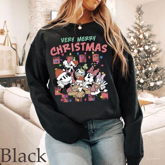 Retro Checkered Mickey Very Merry Christmas Shirt, Mickey And Friends Disney Christmas Tee, Christmas Family Shirt, Christmas Party 2024