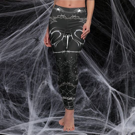 Halloween Leggings Black Goth Witch Costume Tights Cute Halloween Pants Woman Funny Women's Skinny Leggings Adult Matching Halloween Outfit