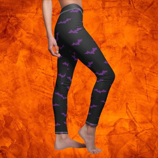 Black and Purple Bat Leggings Halloween Costume Leggings For Women Yoga Witch Leggings Adult Matching Witch Pants Halloween Witch Costume
