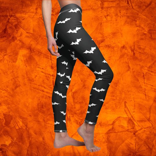 Black and White Bat Leggings Halloween Costume Leggings For Women Yoga Witch Leggings Adult Matching Witch Pants Halloween Witch Costume