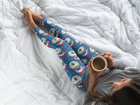 Husky Face Yoga Leggings, Funny Christmas Leggings for Women, Holiday Printed Athletic Pants, Comfy Winter Workout Tights, High Rise Running