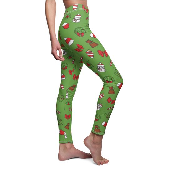 Christmas Leggings, Holiday Women's Leggings, Festive Xmas Pants, Red/green Winter apparel, Ladies Casual Wear