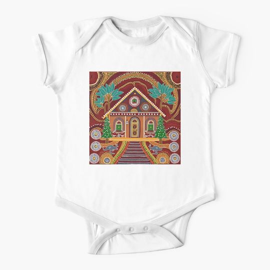 Holiday Christmas House Naidoc Aboriginal indigenous art Baby One-Piece
