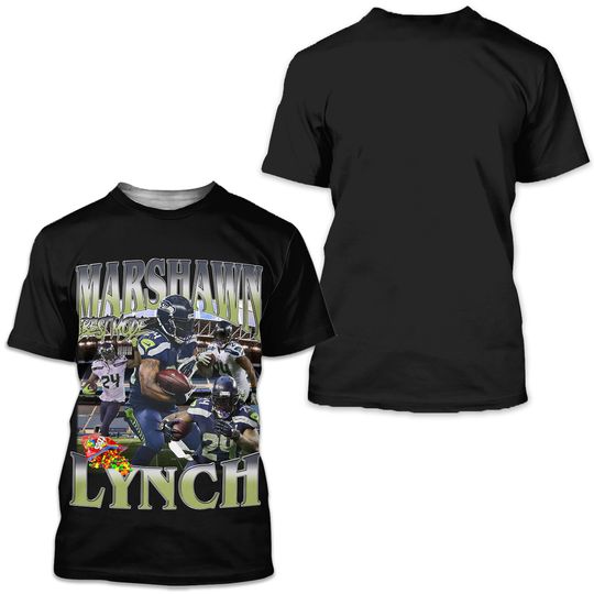 Marshawn Lynch 90s Vintage Bootleg Style T-Shirt, Classic Retro Graphic Unisex Tee Gift For Men and Women