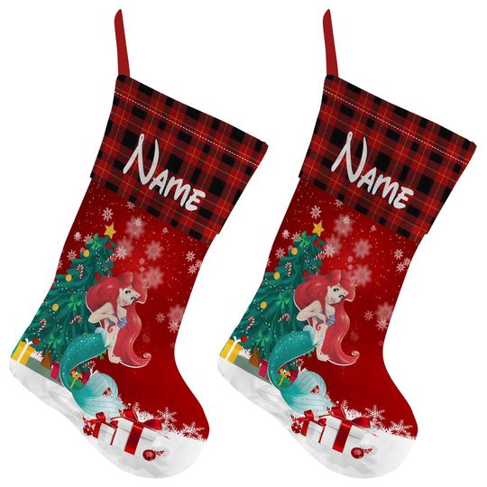 Discover Personalized Ariel Princess Stocking With Name, Disney Princess Characters Stocking,