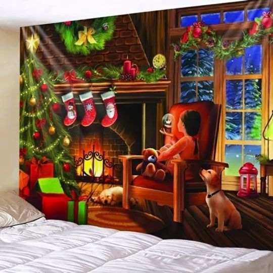 Christmas Cross 3D Wall Hanging Backdrop Tapestry