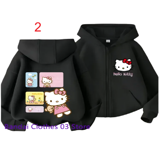Hello Kitty Zip Hoodie | Kawaii Sanrio Hello Kitty Pattern Hoodie