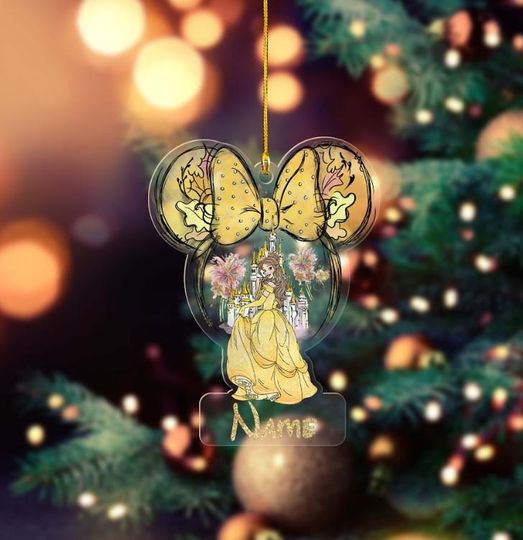 Custom Princess Belle Ornament, Disney Princess Ornament, Belle Christmas Ornament, Disney Princess Belle Ornament, Kids Ornament