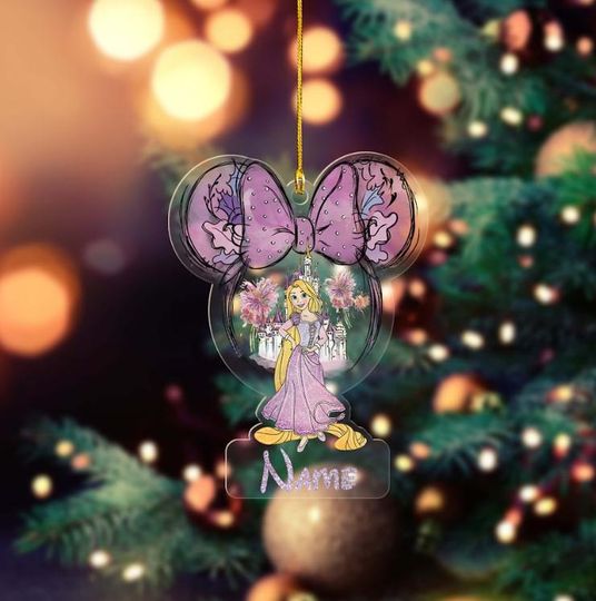 Customized Rapunzel Christmas Ornament, Princess Christmas Ornament, Rapunzel Ornament, Tangled Rapunzel Ornament, Kids Disney Ornament
