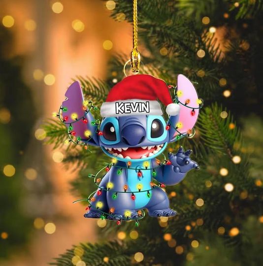 Personalized Disney Stitch Christmas Ornament, Stitch Christmas Ornament, Lilo and Stitch Ornament, Disney Trip Ornament, Kids Ornament