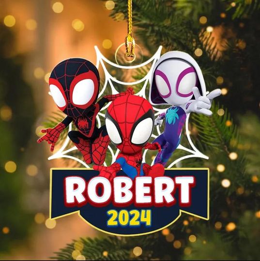 Personalized Spidey and Friends Ornament, Spiderman Christmas Ornament, Spiderman Ornament, Kid Spidey Ornament, Kids Christmas Ornament