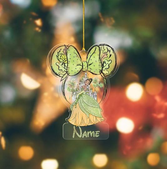 Personalized Princess Tiana Christmas Ornament, Disney Princess Ornament, Princess Tiana Ornament, Tiana Ornament, Kids Disney Ornament