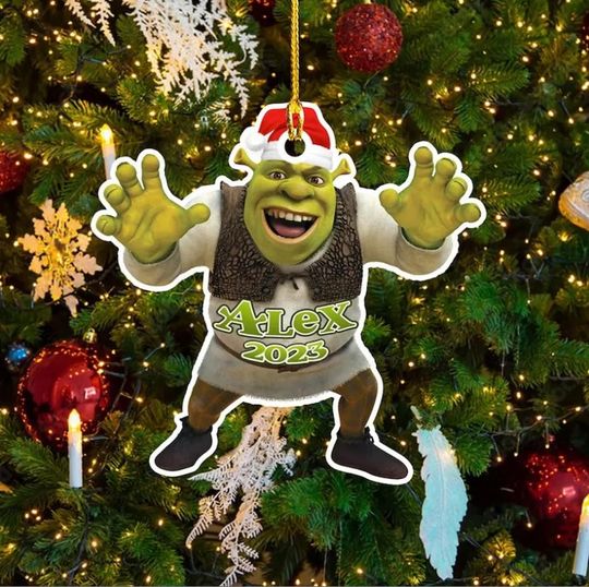 Personalized Shrek Christmas Ornament, Shrek Ornament, Custom Shrek Ornament, Shrek Character Ornament, Ornament, Kids Ornament