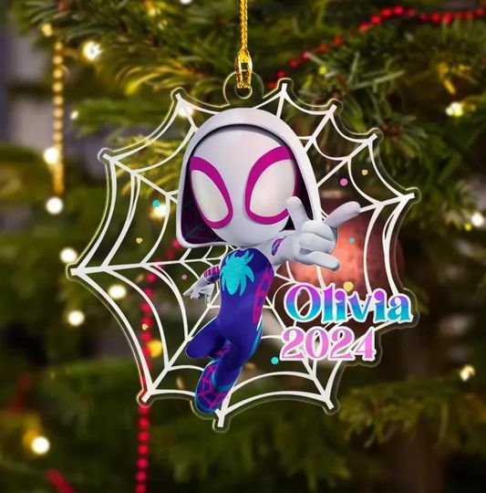 Personalized Ghost Spider Ornament, Spiderman Christmas Ornament, Spider Man Ornament, Spider Hero Ornament,  Gwen Stacy, Gift For Kid