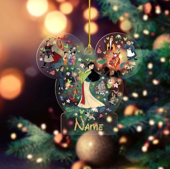 Customized Princess Christmas Ornament, Mulan Christmas Ornament, Disney Princess Ornament, Mulan Ornament, Disney Mulan Ornament