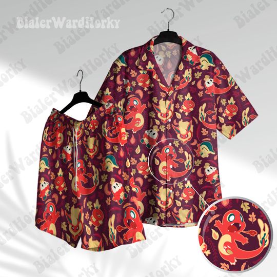 Team Fire Hawaiian Shirt Fire Type Anime Shirt Charmander Cyndaquil Fuecoco Flareon Torchic Shirt Gifts