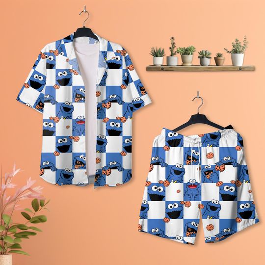 Green Boy Likes Cookies Hawaiian Shirt Matching Family Shirts Cookie Birthday Shirt Street Characters Blue Gifts Womens Mens