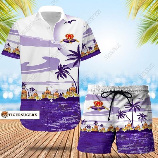 Crown Royal Button Shirt/Shorts, Crown Royal Hawaiian Shirt, Whisky Summer Shorts, Aloha Shirts Men, Button Down Shirt, Beach Shorts