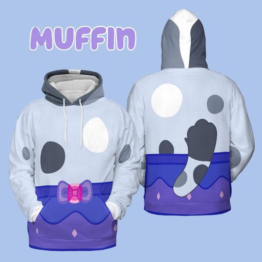 Discover Cousin Heeler Cosplay Hoodie, White Dog Family 3D Shirt, Blue Mom Costume 3D Hoodie, Cousin Heeler Hoodie, Halloween Costume, Family costume