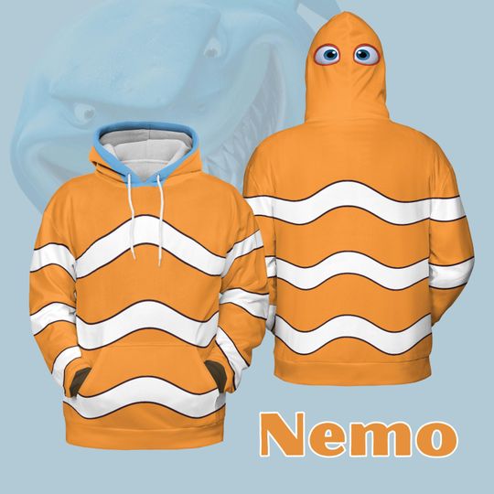 Orange Clownfish 3D Cosplay Hoodie, Fish 3D Cosplay Costume, Goldfish Mom Daughter, Fish Finding, Family Cosplay Halloween Hoodie, Halloween