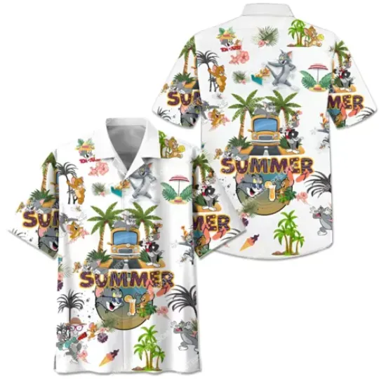 Tom and Jerry Hawaiian Shirt, Button Down Full Size