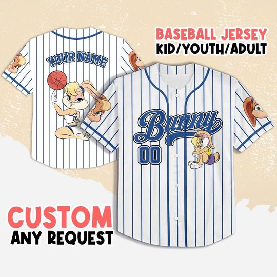 Personalized Lola Bunny Baseball Jersey, Custom Looney Tunes Lola Bunny Jersey, Disney Lola Bunny Jersey Team, Disney Outfit Birthday