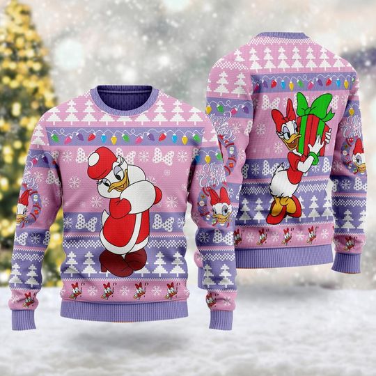 Daisy Duck Ugly Christmas Sweater, Mickey Mouse Movie Xmas Sweatshirt, Daisy Duck Character Christmas Gift For Men Women Kid