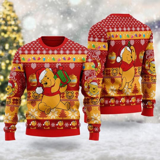 Pooh Bear Ugly Christmas Sweater, Winnie The Pooh Movie Xmas Sweatshirt, Bear Winnie The Pooh Christmas Gift For Men Women Kid