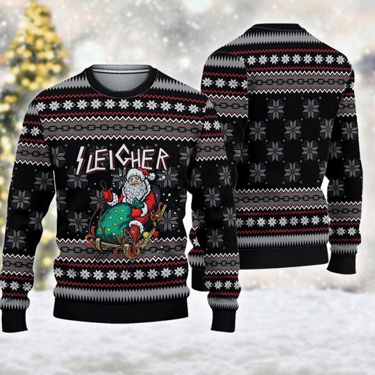 Funny Santa Sleigher Christmas Ugly Sweater, Santa Claus Christmas Sweatshirt, Santa Xmas Party Shirt, Christmas Gift For Men Women Kid