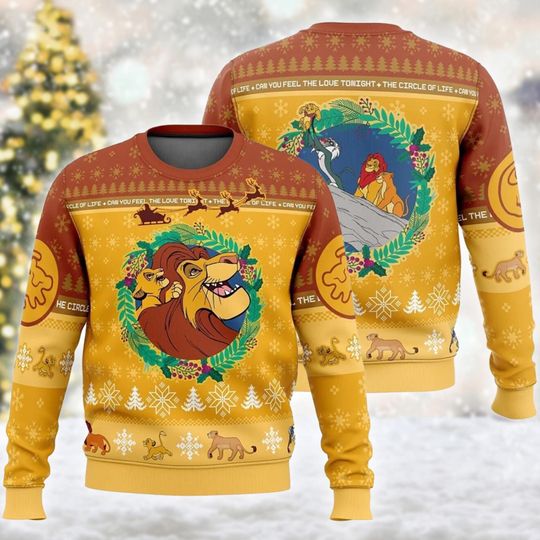 The Lion King Ugly Christmas Sweater, Mufasa and Simba Xmas Holiday Party Shirt, Lion King Christmas Shirt, Magic Kingdom Family Trip Gift