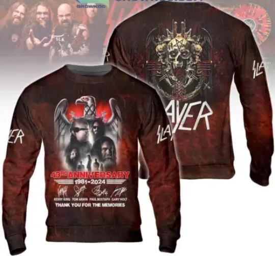 Slayer 1981-2024 Thank You 43rd Anniversary 3D Sweatshirt