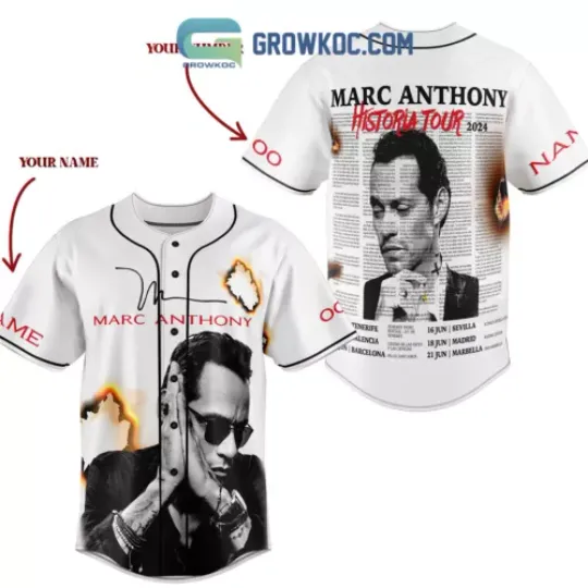Marc Anthony Historia Tour 2024 Personalized Baseball Jersey