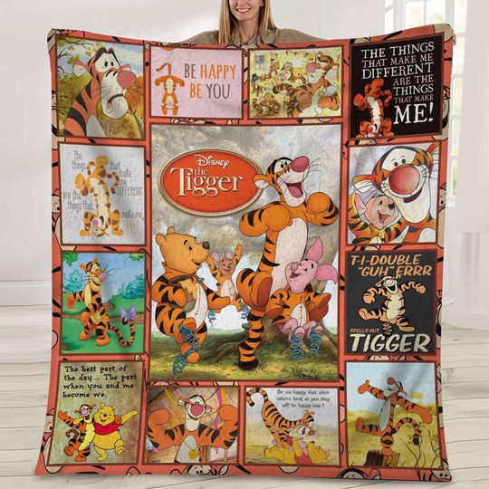 Winnie The Pooh Blanket | Tigger Eeyore Piglet Pooh And Friends Blanket | Pooh Bear Magic Kingdom Blanket for Bed Couch Sofa