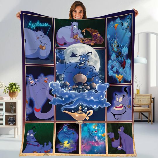 Aladdin Genie Blanket | Aladdin Magic Blanket Genie Princess Jasmine Blanket | Magic Kingdom Throw Blanket for Bed Couch Sofa