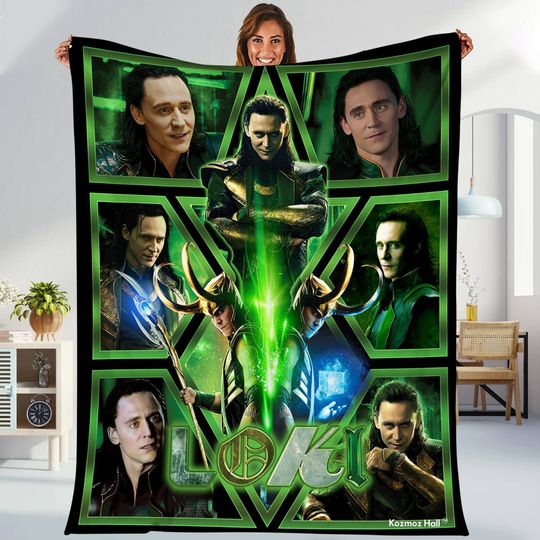 Loki Laufeyson Blanket | Loki God of Mischief Tom Hiddleston Blanket | Loki TVA Variants Throw Blanket for Bed Couch Sofa