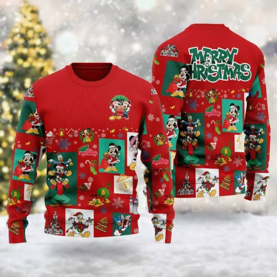 Mickey Mouse Ugly Christmas Sweater  Mouse And Friends Xmas Sweatshirt  Christma