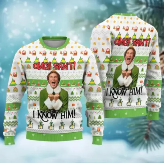 Christmas Buddy The Elf Ugly Sweater, Elf Movie Quotes Holiday Sweatshirt, Funny