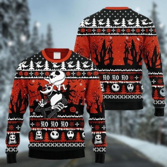 Halloween Jack Skellington Ugly Sweaters, Horror Character Woolen Sweater, Nightmare Before Christmas Movie, Spooky Movie Sweatshirt